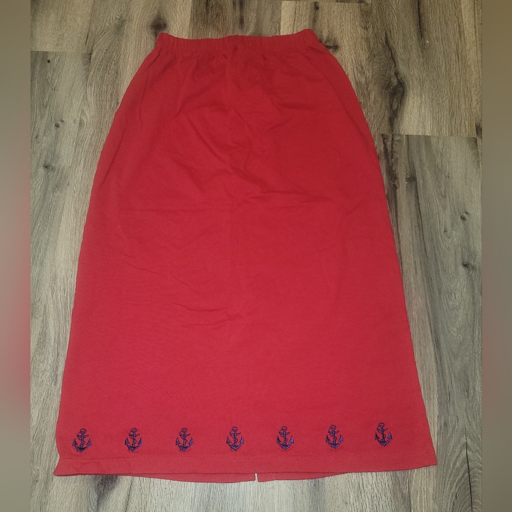 The Quacker Factory Womens Red Anchor Skirt size Medium